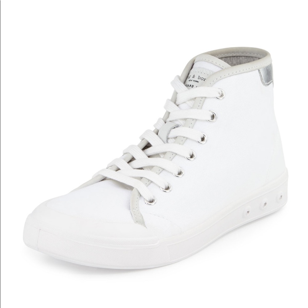 Rag & Bone lace up white high top sneakers